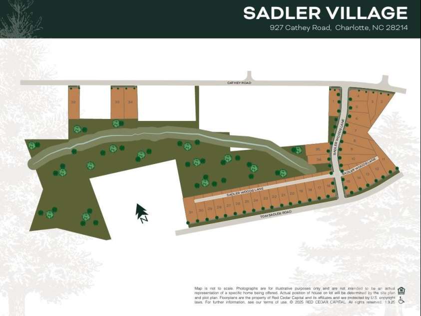 2004 Sadler Woods Lane, Charlotte, NC 28214.  MLS# CAR4233968, YatesRealty ID 2372. Sadler Village Site Map