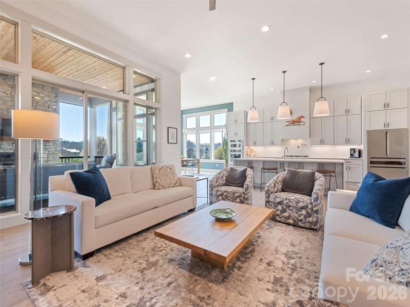 717 Daniel Circle Drive, Mills River, NC 28759.  MLS# CAR4355439, YatesRealty ID 23761. Living Room looking toward Gourmet Kitchen