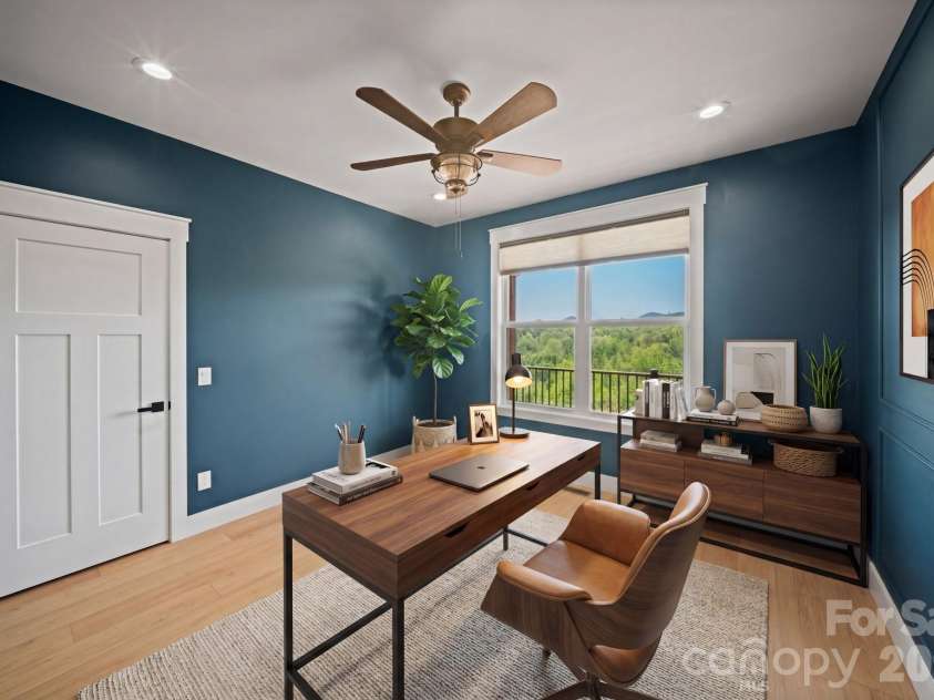 111 Pisgah Gap Drive, Candler, NC 28715.  MLS# CAR4381392, YatesRealty ID 23766. Guest bedroom #2 (virtually staged as an office)