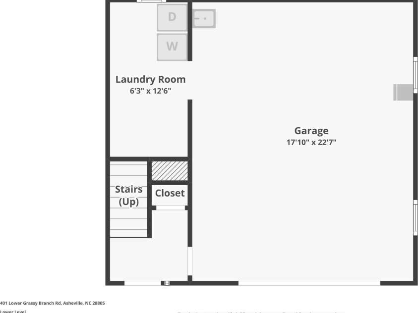 401 Lower Grassy Branch Road, Asheville, NC 28805.  MLS# CAR4376459, YatesRealty ID 23804. Garage level Floorplan