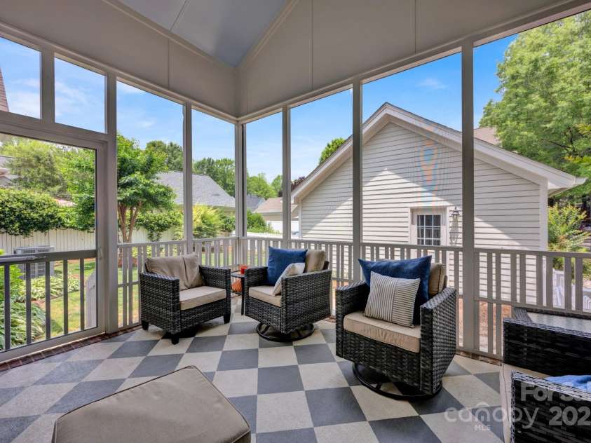 104 Edgewater Park Street, Davidson, NC 28036.  MLS# CAR4265755, YatesRealty ID 23819. Rear Screened Porch