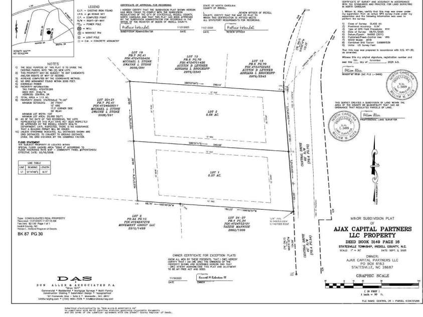 612 Central Drive, Statesville, NC 28677.  MLS# CAR4382134, YatesRealty ID 23852. Plat
