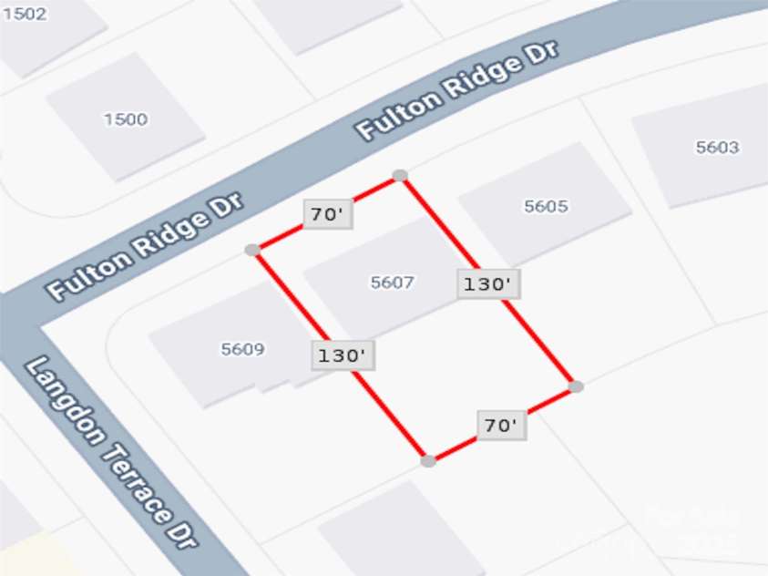 5607 Fulton Ridge Drive, Indian Trail, NC 28079.  MLS# CAR4259354, YatesRealty ID 23888. The lot dimensions.
