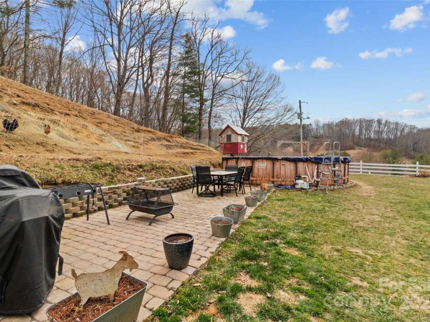 83 Roland Street, Burnsville, NC 28714.  MLS# CAR4228436, YatesRealty ID 2400. Patio & pool area