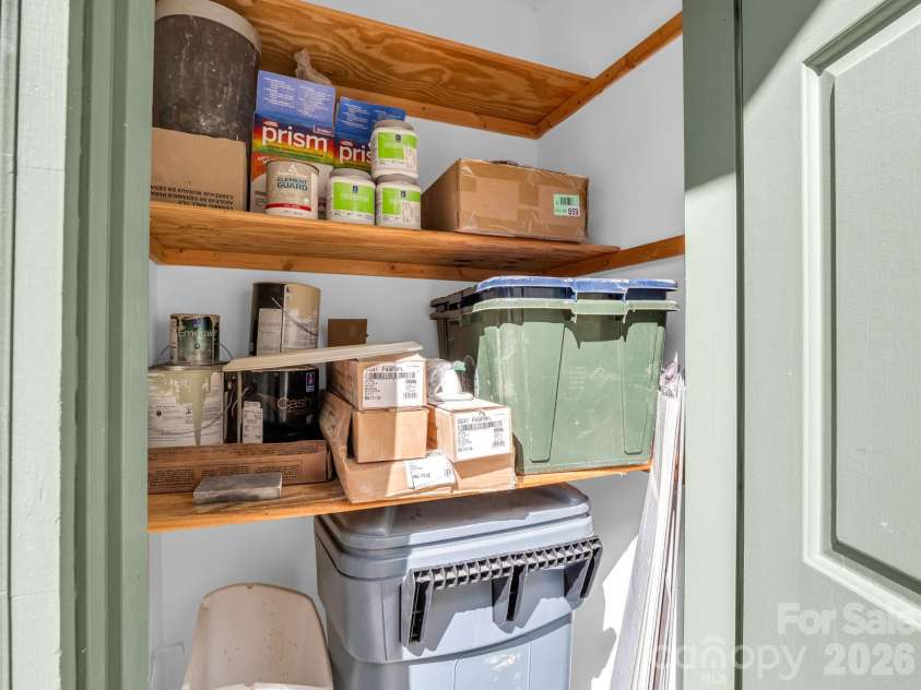 44 Jervey Road, Tryon, NC 28782.  MLS# CAR4381509, YatesRealty ID 24179. Storage closet.