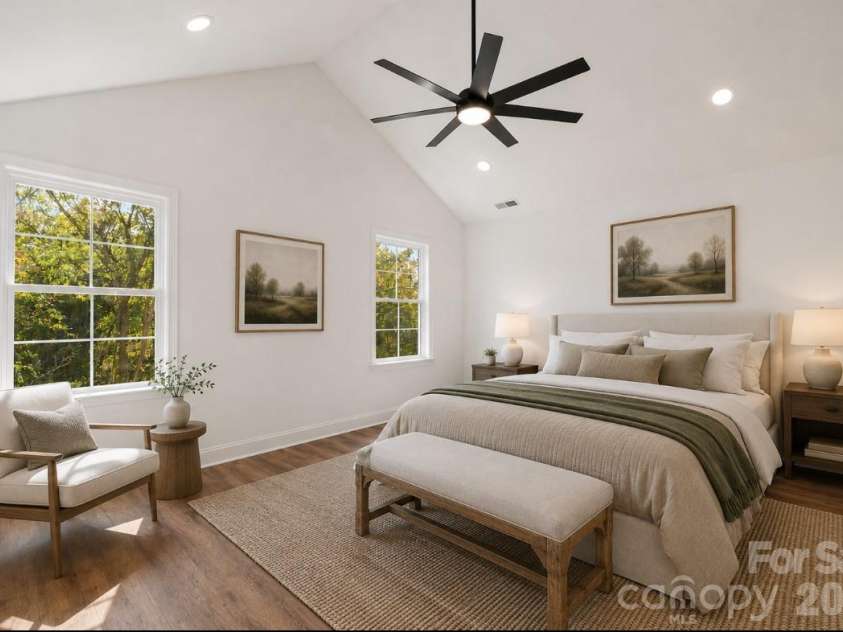 394 NC HWY 200 None, Stanfield, NC 28163.  MLS# CAR4378904, YatesRealty ID 24228. *representative photo- staged primary bedroom w/ vaulted ceiling