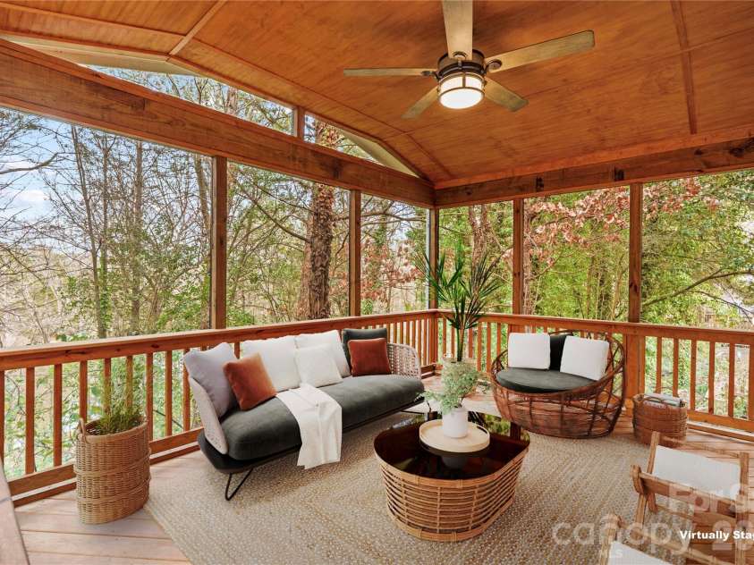 131 Morrison Hill Road, Davidson, NC 28036.  MLS# CAR4347285, YatesRealty ID 24245. Screened porch - virtually staged