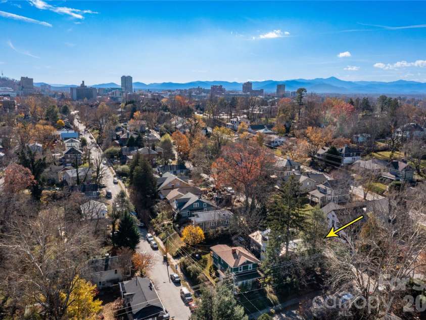 297 Hillside Street, Asheville, NC 28801.  MLS# CAR4326761, YatesRealty ID 2433. View towards downtown Asheville