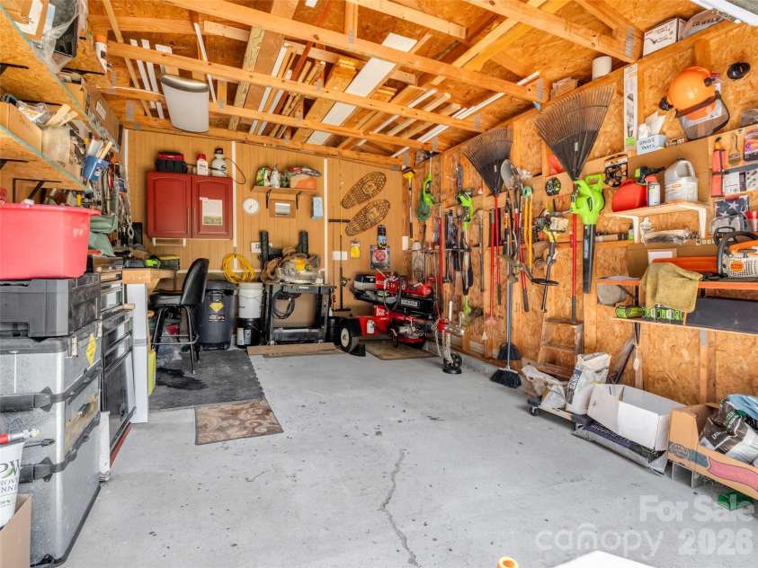 479 Camp Hill Road, Lake Lure, NC 28756.  MLS# CAR4384895, YatesRealty ID 24371. Garage with ample storage