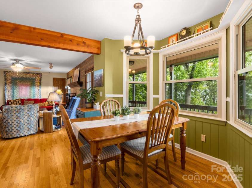 2981 Heath Peak Road, Waynesville, NC 28785.  MLS# CAR4266854, YatesRealty ID 24381. Open from the dining area to the living room