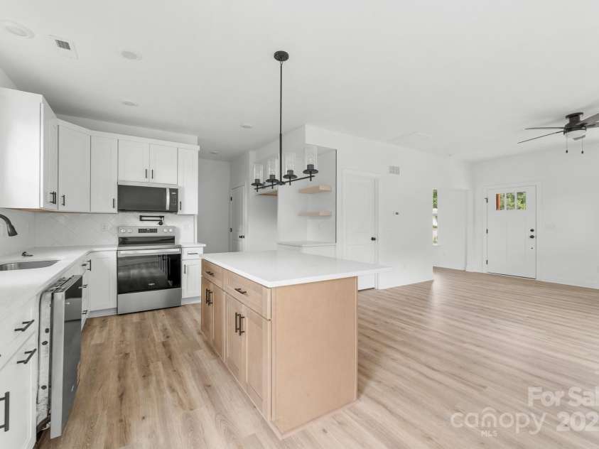 1008 Wilmouth Street, Shelby, NC 28021.  MLS# CAR4331809, YatesRealty ID 24464. View of Kitchen from Sliding Glass Doors to the Patio