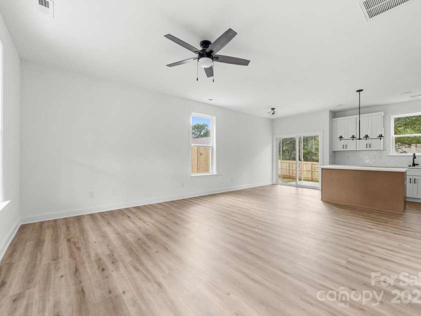 1008 Wilmouth Street, Shelby, NC 28021.  MLS# CAR4331809, YatesRealty ID 24464. View of the Spacious Open Floor Plan - Great Room, Dining Area & Kitchen from the Front Entrance