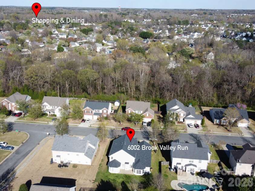 6002 Brook Valley Run, Monroe, NC 28110.  MLS# CAR4353854, YatesRealty ID 24482. Aerial View