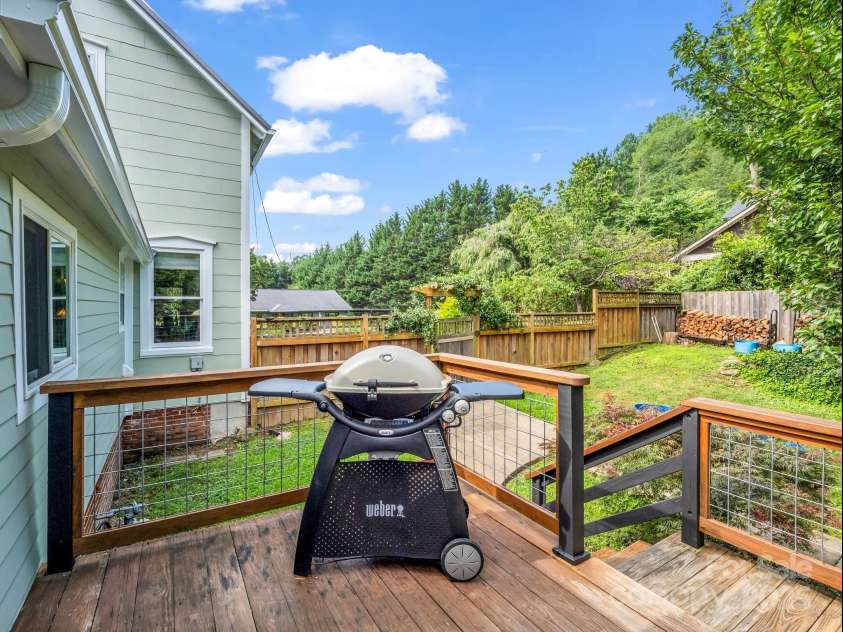 55 Lanier Street, Tryon, NC 28782.  MLS# CAR4276208, YatesRealty ID 24579. Deck off of the Kitchen.