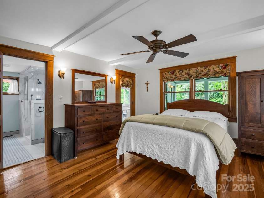 55 Lanier Street, Tryon, NC 28782.  MLS# CAR4276208, YatesRealty ID 24579. Primary bedroom on the main floor