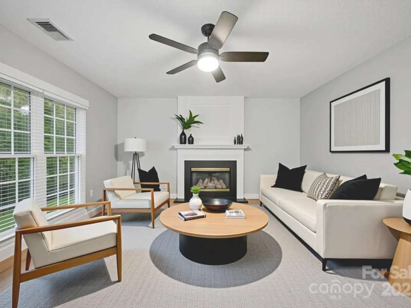 8805 Deerland Court, Huntersville, NC 28078.  MLS# CAR4268981, YatesRealty ID 24592. Virtually staged family room