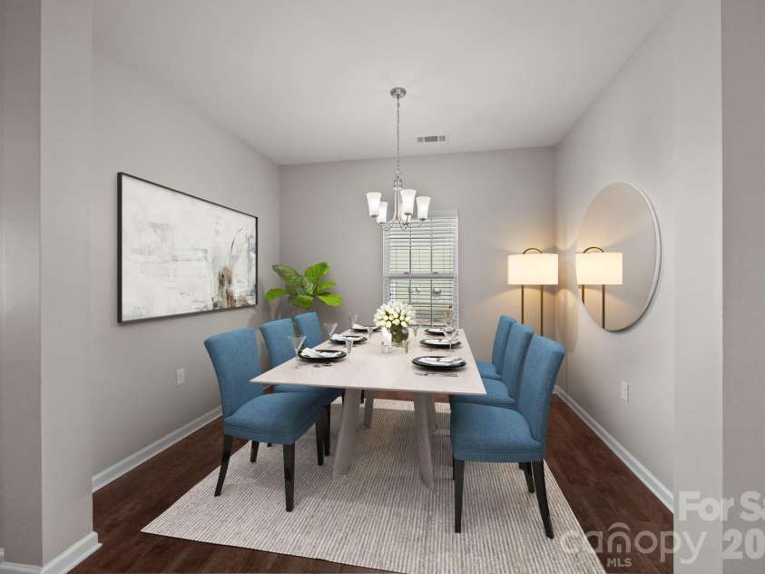 116 Rippling Water Drive, Mount Holly, NC 28120.  MLS# CAR4338264, YatesRealty ID 24647. Virtually staged dining room.