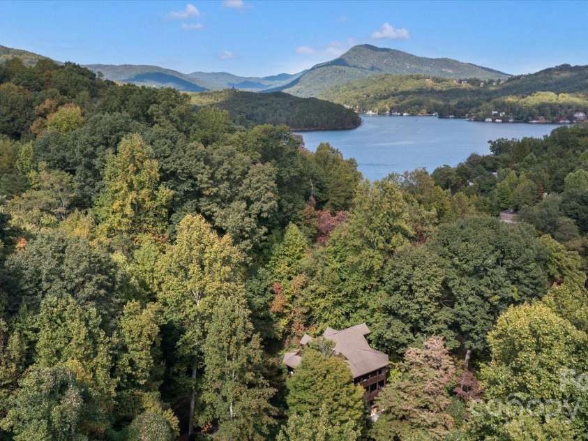 178 Anglers Way, Lake Lure, NC 28746.  MLS# CAR4277342, YatesRealty ID 24675. Aerial before lake was drained