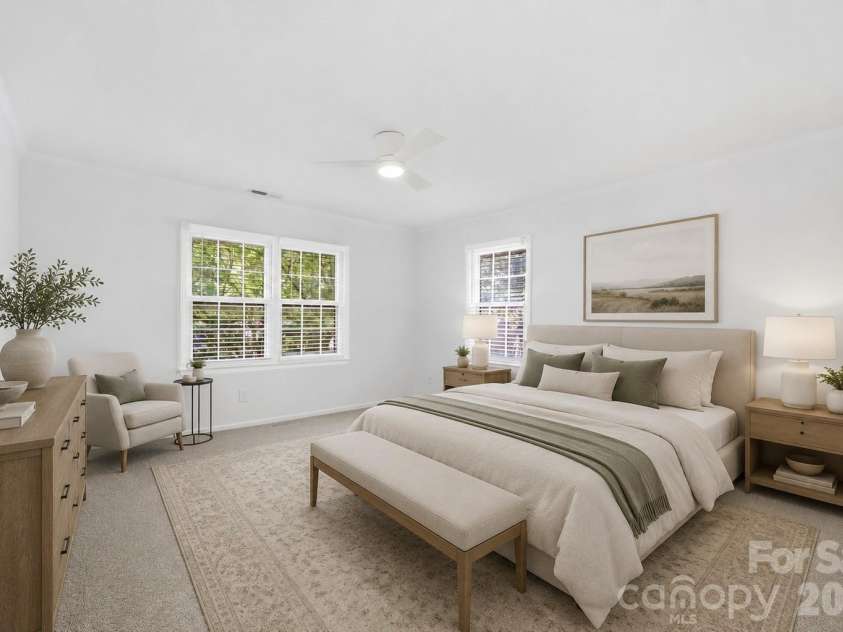 405 Leighton Court, Matthews, NC 28105.  MLS# CAR4376278, YatesRealty ID 24690. Primary BR Virtually Staged