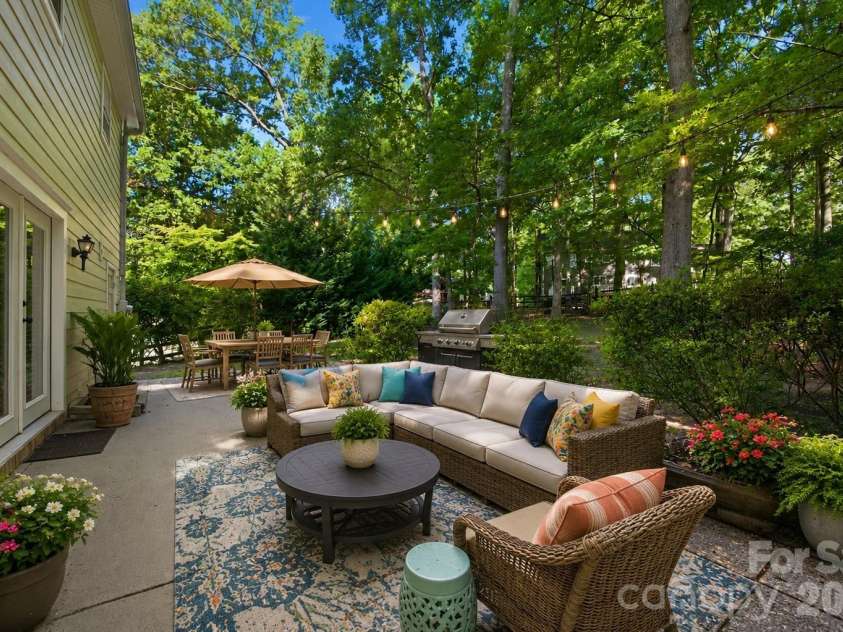 405 Leighton Court, Matthews, NC 28105.  MLS# CAR4376278, YatesRealty ID 24690. Rear Patio Virtually Staged