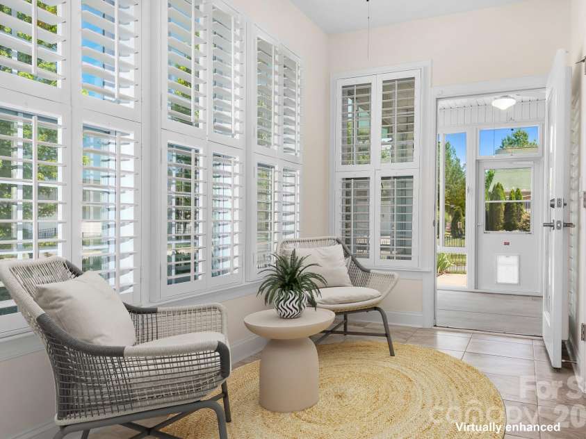 11642 Mount Argus Drive, Cornelius, NC 28031.  MLS# CAR4350521, YatesRealty ID 24708. Sunroom/ sitting area virtually staged