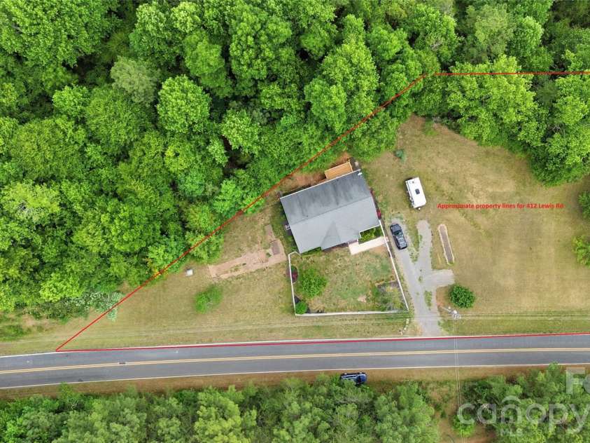 412 Lewis Road, Rutherfordton, NC 28139.  MLS# CAR4385364, YatesRealty ID 24759. Approximate property lines