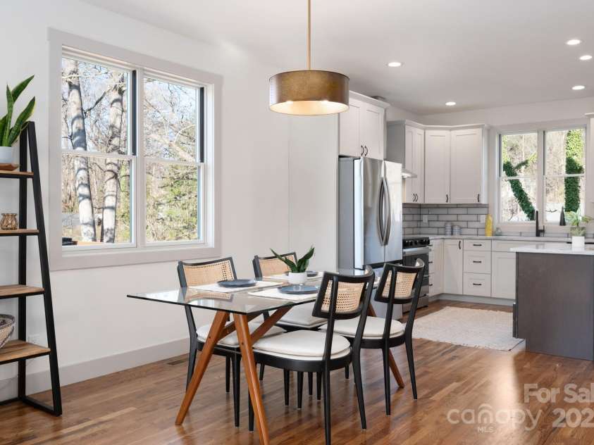 88 Pershing Road, Asheville, NC 28805.  MLS# CAR4204009, YatesRealty ID 24896. Dining Area Flows to Kitchen