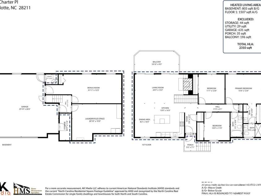 734 Charter Place, Charlotte, NC 28211.  MLS# CAR4384637, YatesRealty ID 24925. Floorplan sketch