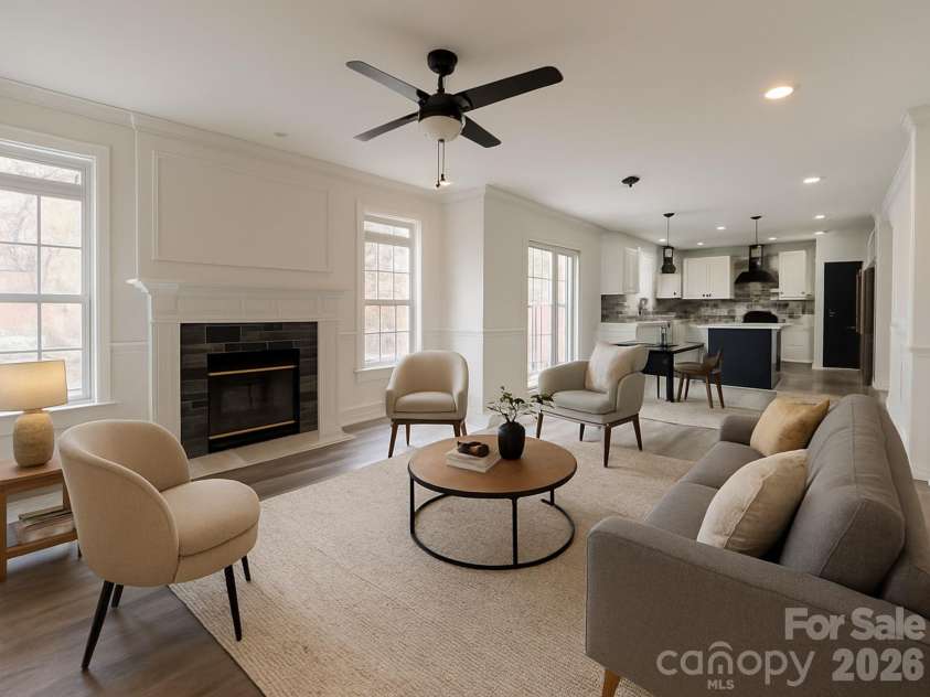 9310 Chastain Walk Drive, Charlotte, NC 28216.  MLS# CAR4322341, YatesRealty ID 24935. Virtually Staged Living Room