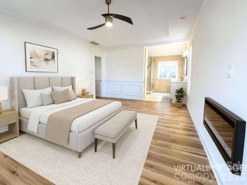9310 Chastain Walk Drive, Charlotte, NC 28216.  MLS# CAR4322341, YatesRealty ID 24935. Virtually Staged Primary Bedroom