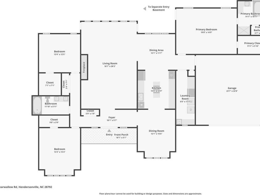 2281 Bearwallow Road, Edneyville, NC 28792.  MLS# CAR4234410, YatesRealty ID 25021. Main level