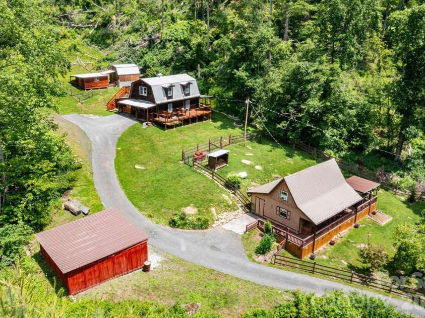 1010 and 1014 Melton Branch Road, Bakersville, NC 28705.  MLS# CAR4333369, YatesRealty ID 25045. Aerial View of Property