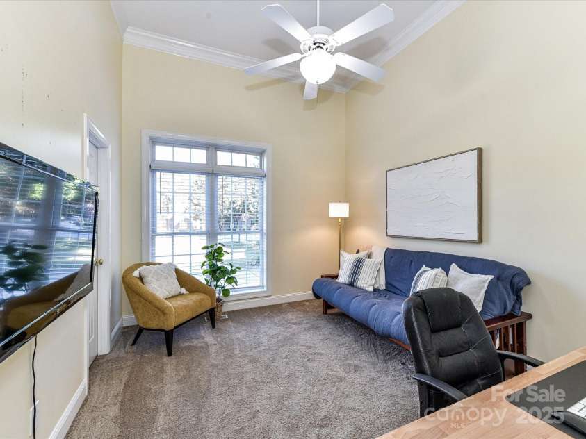 225 Northchase Drive, Concord, NC 28027.  MLS# CAR4314773, YatesRealty ID 25094. Bedroom 2 features crown molding, ceiling fan/light & Jack & Jill Bath!