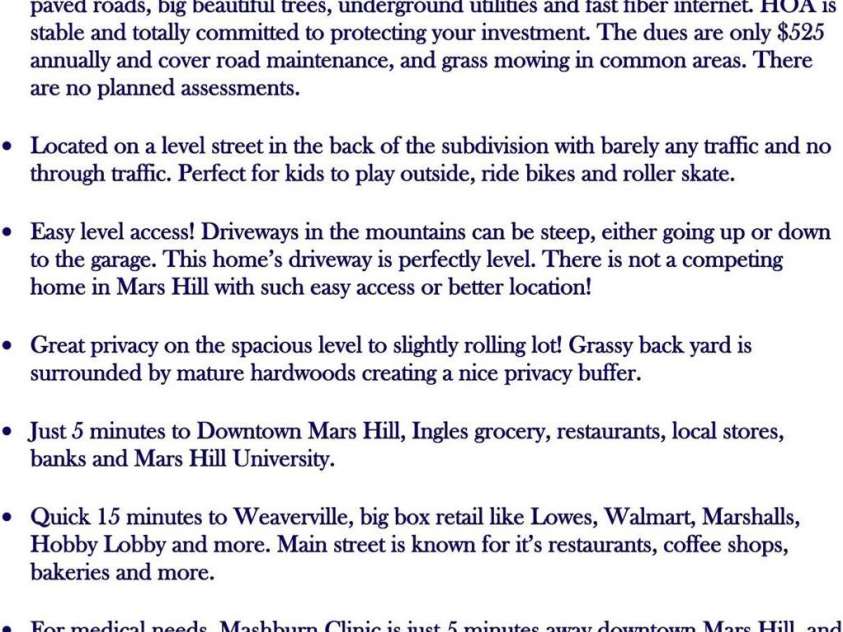 690 Settlers Trail, Mars Hill, NC 28754.  MLS# CAR4259983, YatesRealty ID 25096. Home Location Perks