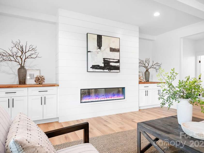 104 Arbor Drive, Waxhaw, NC 28173.  MLS# CAR4258251, YatesRealty ID 25109. That sleek fireplace, the shiplap detail, and those built-ins? Design goals, all in one frame.
