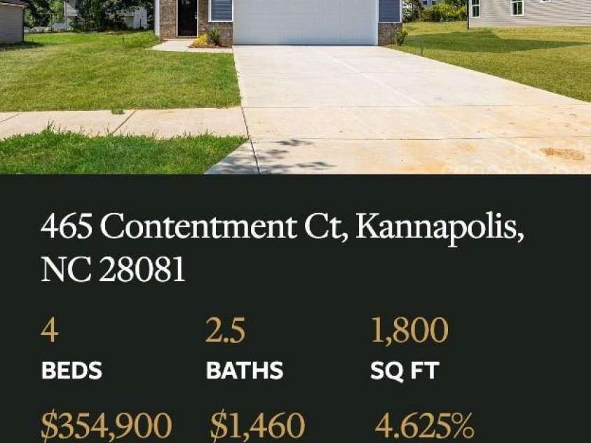 465 Contentment Court, Kannapolis, NC 28081.  MLS# CAR4280489, YatesRealty ID 25159. 