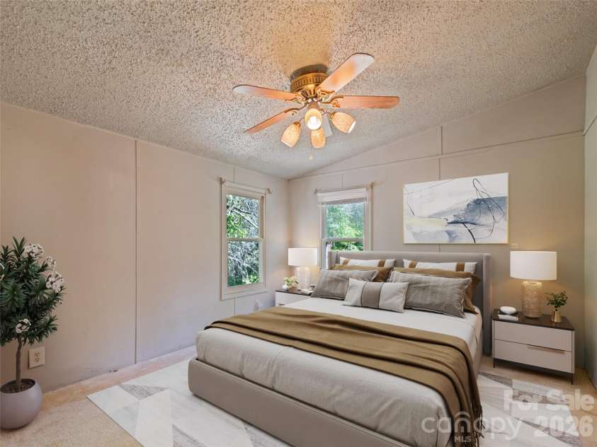 102 Serenity Lane, Clyde, NC 28721.  MLS# CAR4384211, YatesRealty ID 25163. Primary Bedroom Virtually Staged