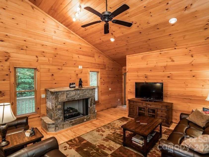 70 Double Back Lane, Mars Hill, NC 28754.  MLS# CAR4304443, YatesRealty ID 2519. T&G throughout cabin