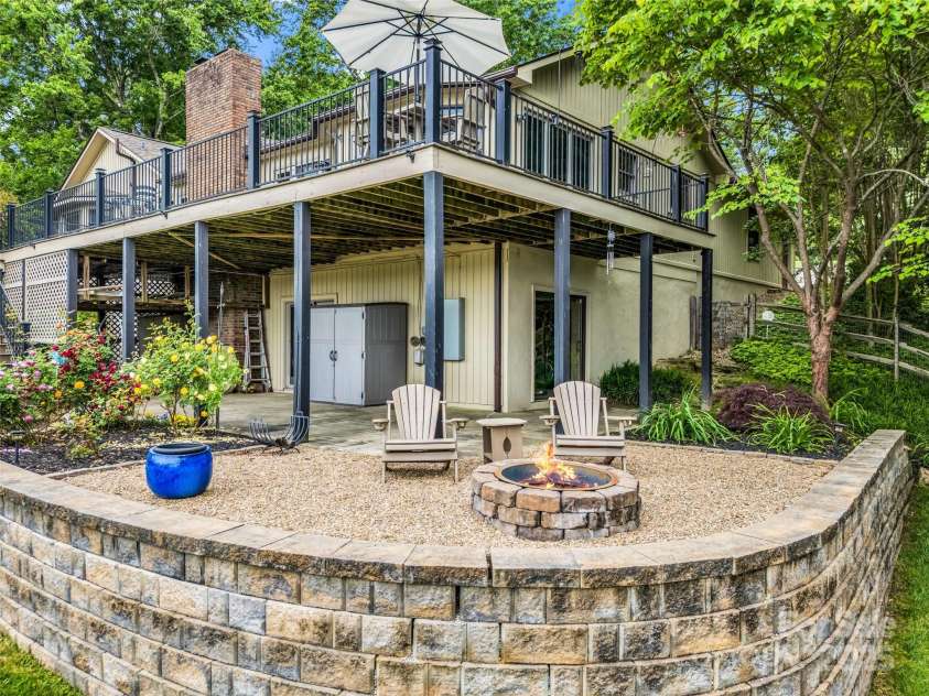 11 Bannerwood Drive, Horse Shoe, NC 28742.  MLS# CAR4257161, YatesRealty ID 25194. Fire pit with mountain views