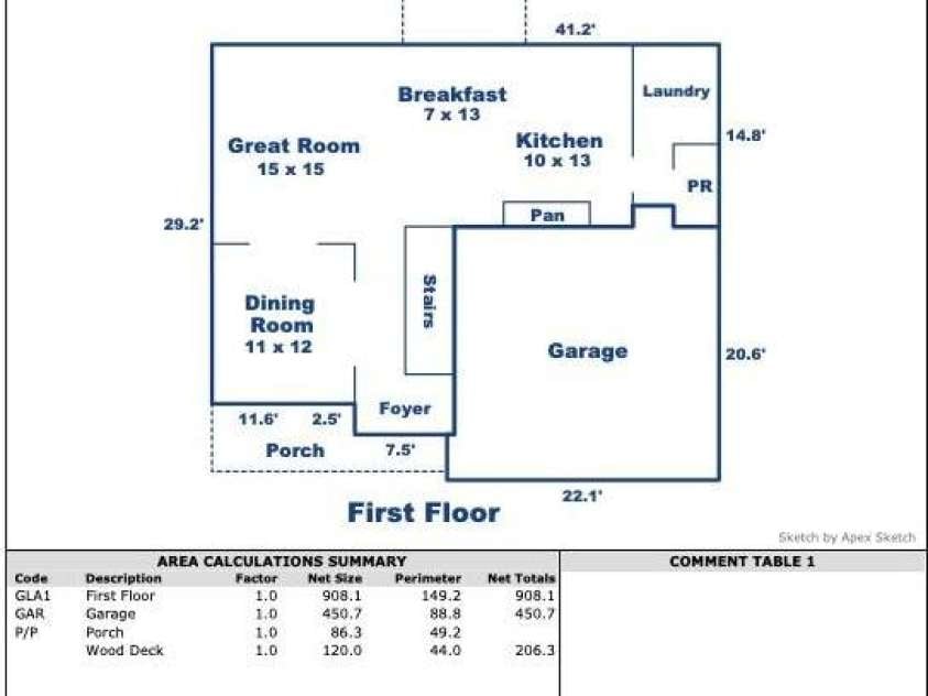 3914 Cassidy Drive, Waxhaw, NC 28173.  MLS# CAR4244929, YatesRealty ID 25196. Main Level Floor Plan