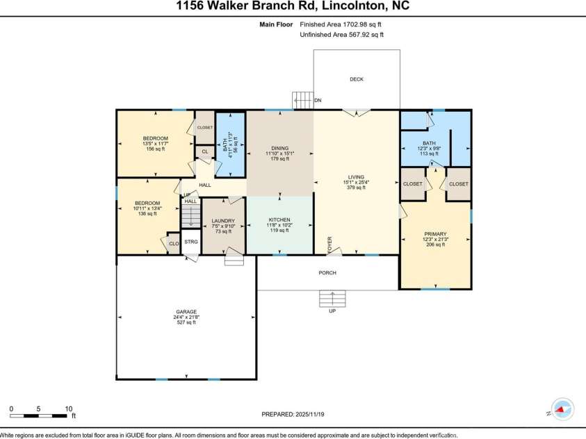 1156 Walker Branch Road, Lincolnton, NC 28092.  MLS# CAR4312152, YatesRealty ID 2521. Floor Plan - Main Level 