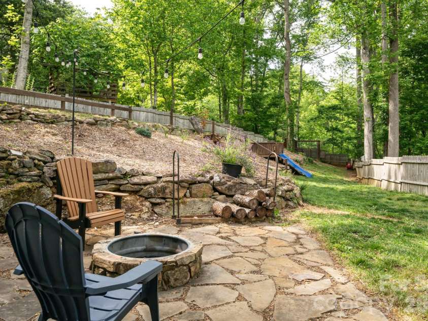 10 Terrapin Trail, Flat Rock, NC 28731.  MLS# CAR4381430, YatesRealty ID 25215. Out door fire pit with flagstone patio