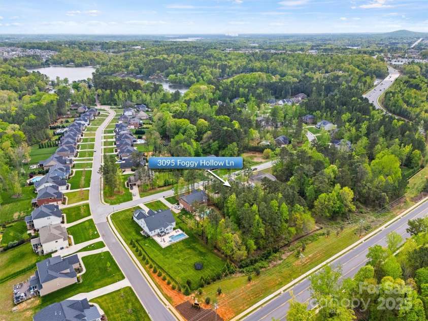 3095 Foggy Hollow Lane, Clover, SC 29710.  MLS# CAR4243248, YatesRealty ID 25252. Aerial view of community