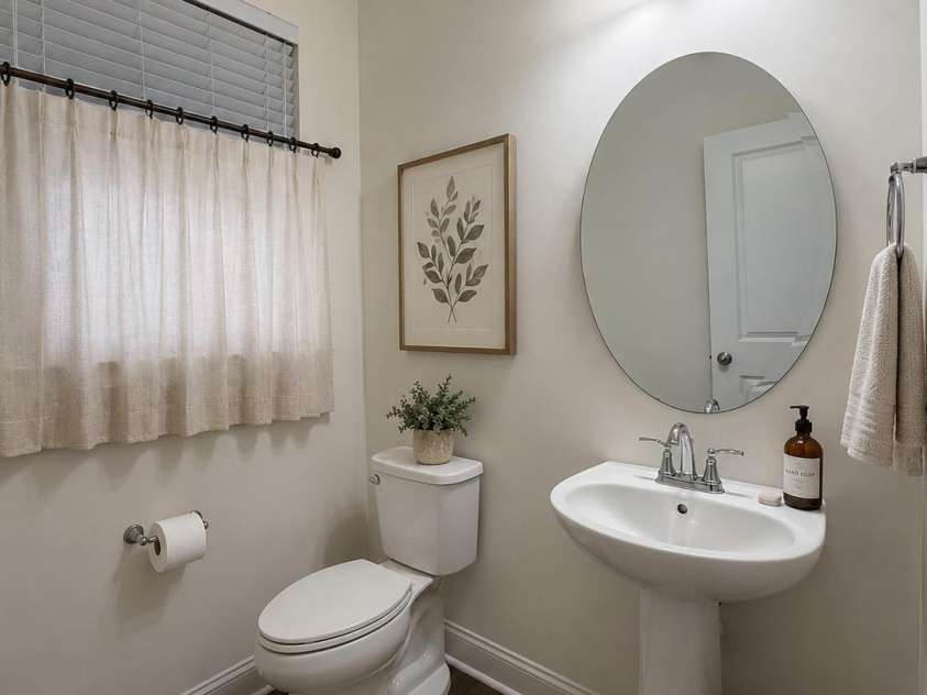1075 South Point Road, Belmont, NC 28012.  MLS# CAR4351165, YatesRealty ID 2526. Virtually Staged Guest Powder Room