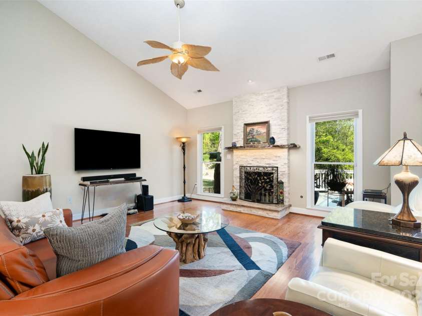 3813 Beauvista Drive, Charlotte, NC 28269.  MLS# CAR4275235, YatesRealty ID 25268. Fireplace was resurfaced in 2016 with floor to ceiling stacked stone