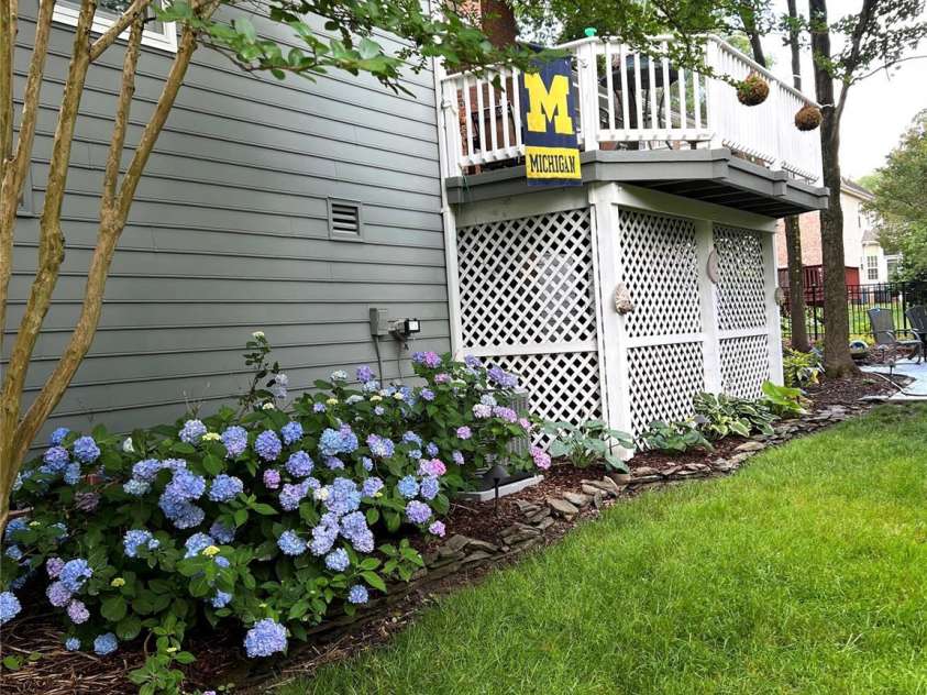 3813 Beauvista Drive, Charlotte, NC 28269.  MLS# CAR4275235, YatesRealty ID 25268. Lots of flowering shrubs and trees for shade and privacy