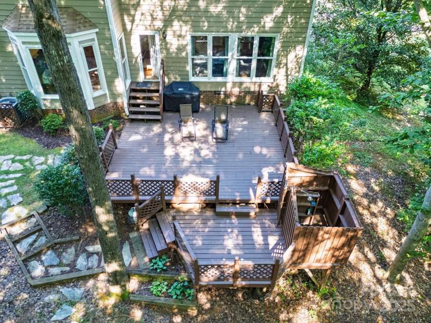 5024 Ardenwoods Drive, Charlotte, NC 28215.  MLS# CAR4278121, YatesRealty ID 25289. Aerial view of Deck and Outdoor Shower