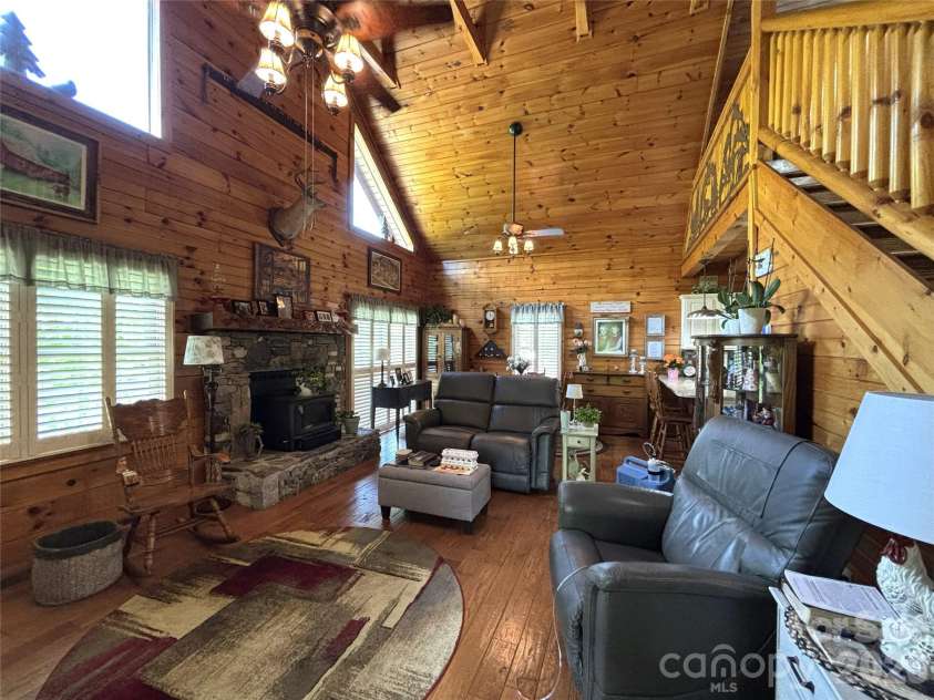 361 Black Camp Gap Road, Maggie Valley, NC 28751.  MLS# CAR4383045, YatesRealty ID 25299. Living room.