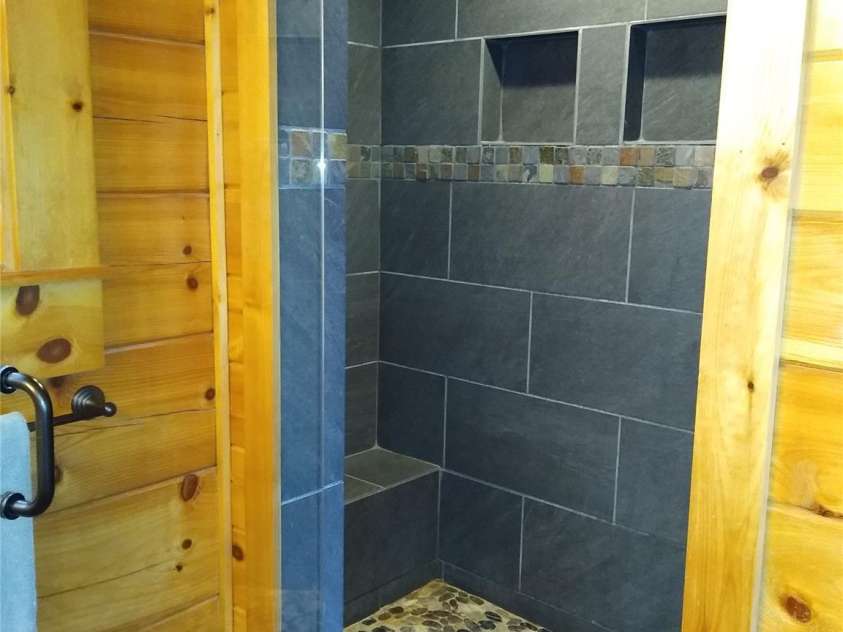 109 Overlook Point Lane, Lake Lure, NC 28746.  MLS# CAR4336925, YatesRealty ID 2533. Large Tile/Stone shower