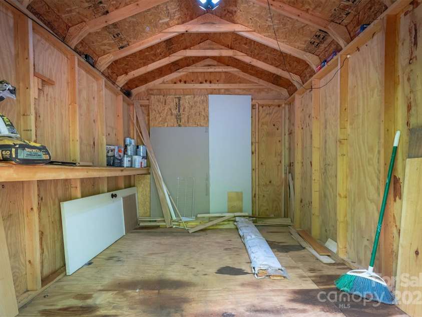 116 Hidden Meadow Drive, Candler, NC 28715.  MLS# CAR4258424, YatesRealty ID 25356. Storage Building Interior